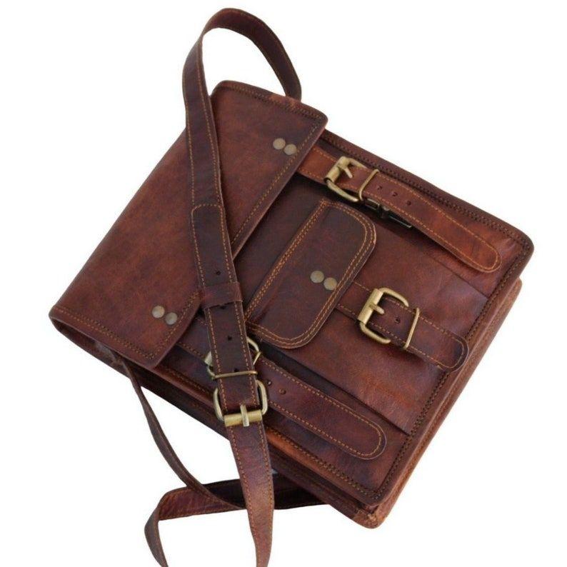 HANDMADE LEATHER SATCHEL, Tall Version Vintage Style