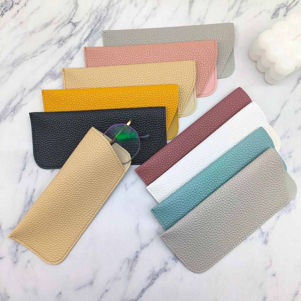 Eyewear Protective Case Ultra-Lightweight Pu Leather Glasses Pouch Litchi Grain Glasses Bag Waterproof Slip-In Glasses Case