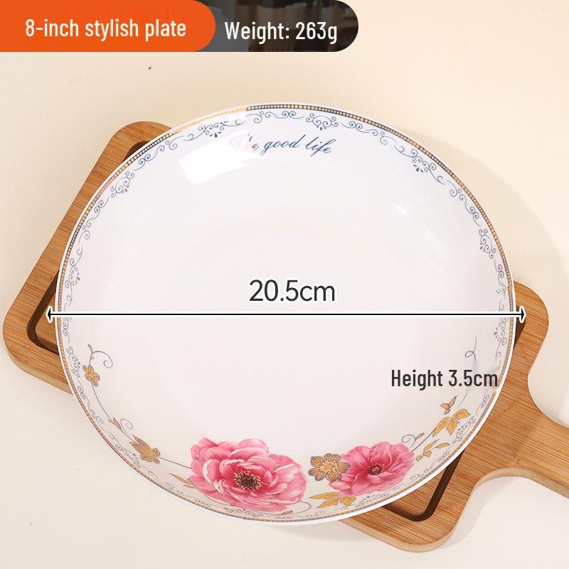 Royal Garden Series Ceramic Bowl – Household Rice & Soup Tableware for Daily Use.