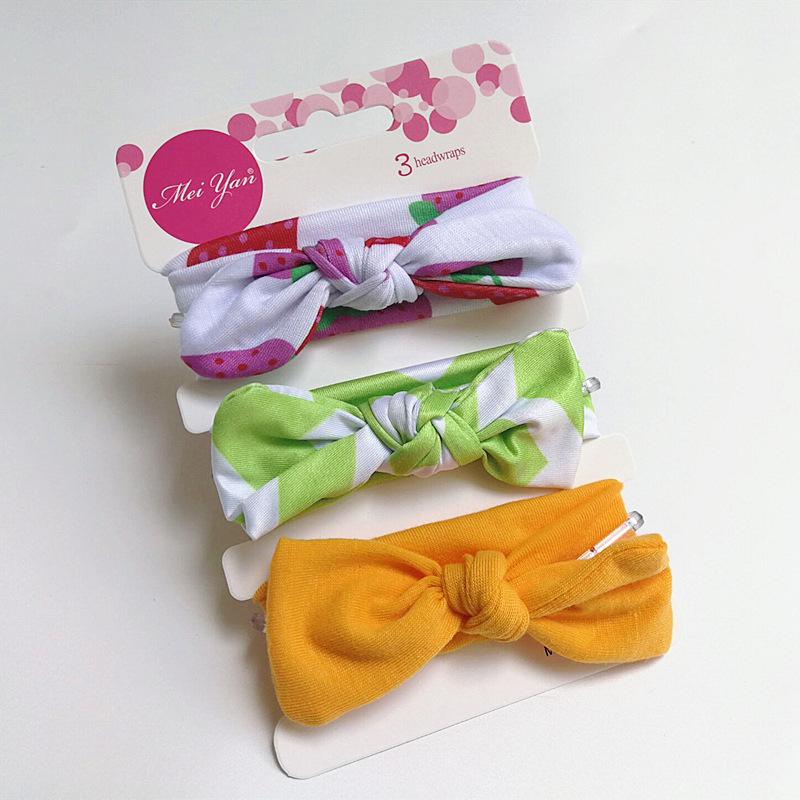 European & American Kids' Rabbit Ears Headband Set: 3-Piece Infant Bow Hair Accessories for Boys & Girls