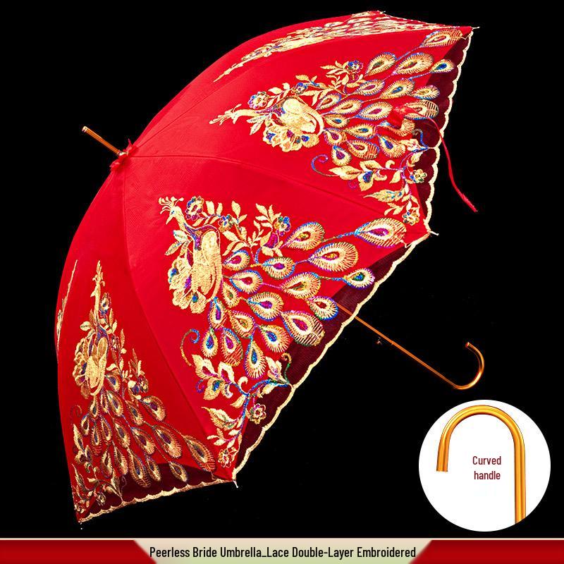 Red Bridal Umbrella Set for Chinese Wedding Ceremony and Dowry