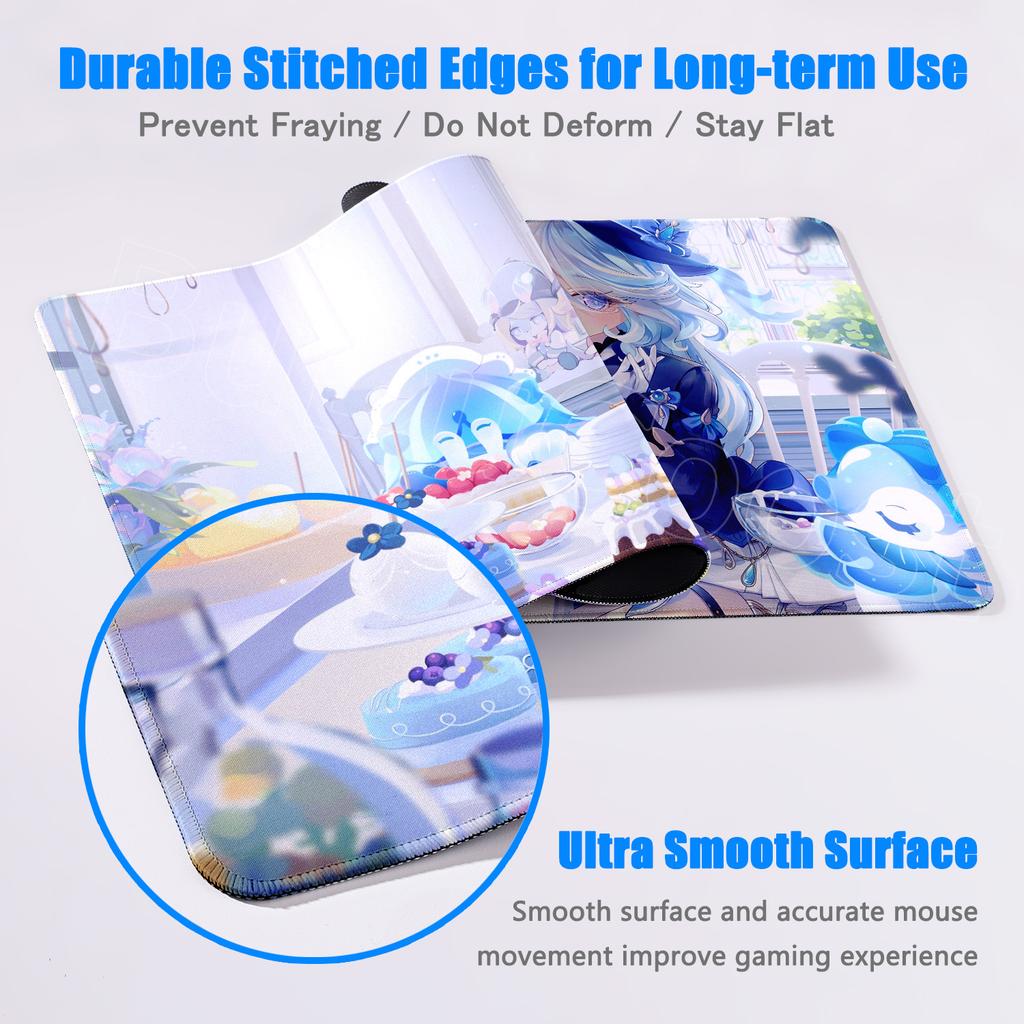 Neu eingetroffen Anime-Mädchen Furina Mauspads XL Genshin Impact Kawaii Mauspads Großes Gaming-Mauspad Tastatur Gummi Rutschfeste Schreibtischmatte