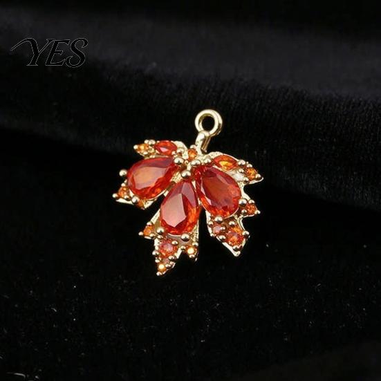 Autumn Leaf Pendant 2/4/5/10Pcs Rhinestone Maple Charm, Golden Plated Pendant, Fall Jewelry Making Supplies Decor for DIY Earrings Necklace
