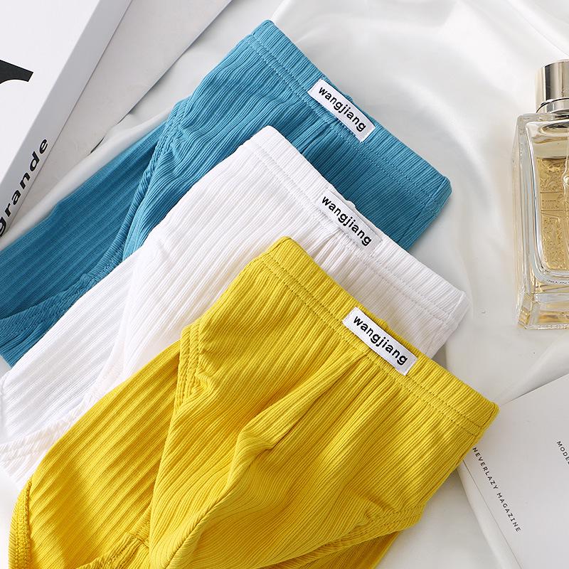 Men's Low Waist Pure Cotton Triangle Underwear with Separated Pouch