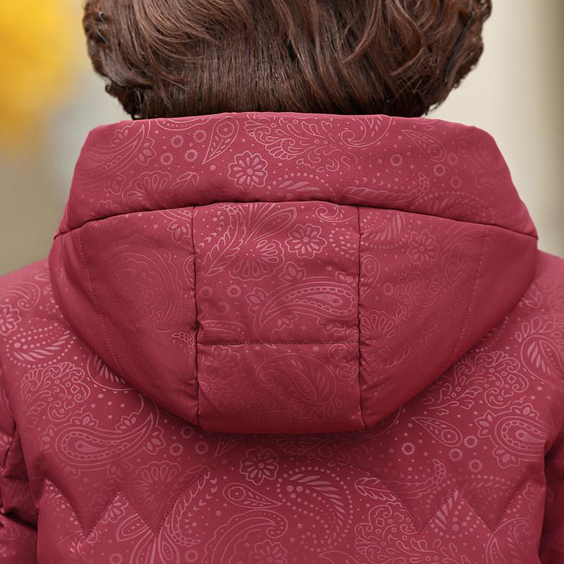 Middle Age Women Winter Short Down Coats Vintage Plus Size Parkas Hooded Elegant Thick Warm Down Jackets Woman Outerwears