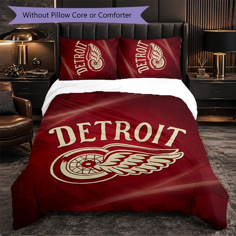 Detroit Red Wings Muster Mikrofaser 3-teiliges Bettwäsche-Set Dekor Bettbezug-Set Für Schlafzimmer Heimgebrauch