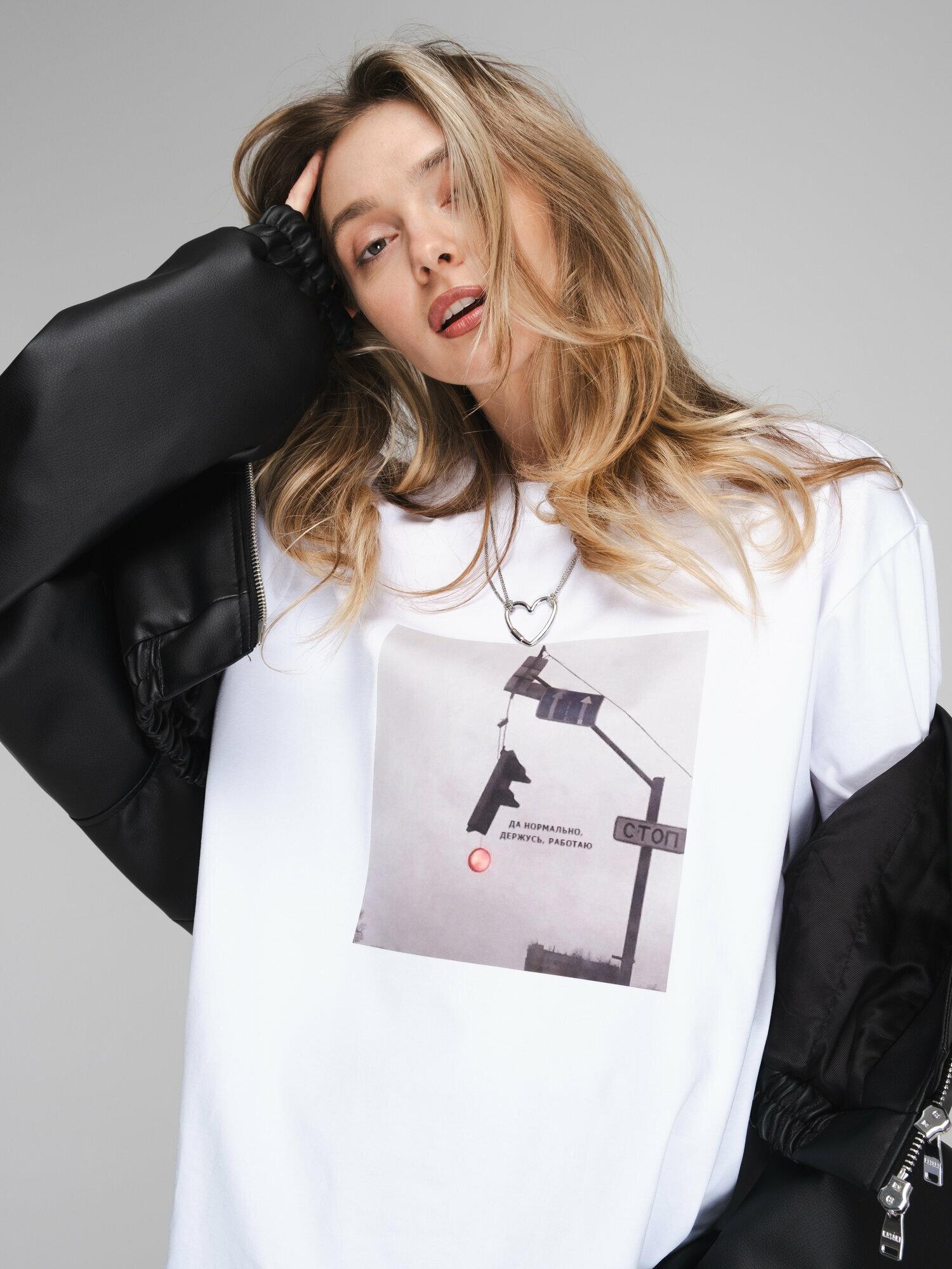 Cotton T-shirt with Design Heroes print XL