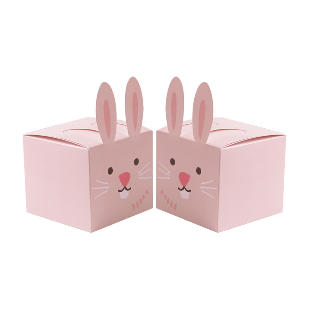 Cute Rabbit Candy Box Easter Party Pink Bunny Gift Box Chocolate Cookie Packaging Box Spring Easter Treat Bag Kids Birthday Gift