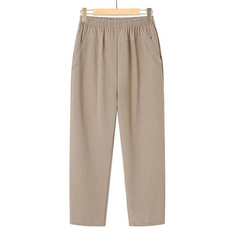 Baolianduo Mid-Aged Women s Summer Elastic Waist Crop Pants