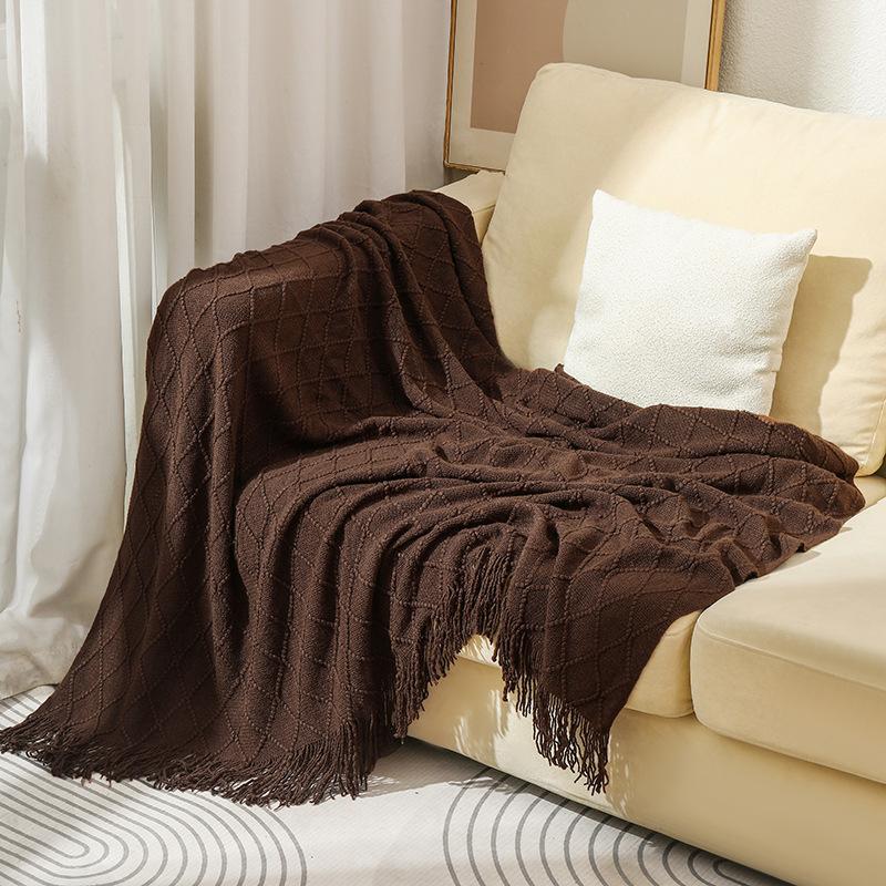 Tassel Summer Thin Throw Blanket Knitted Sofa Cover Blanket Office Air Conditioning Window Blanket Cozy Small Napping Throw Blanket For Home