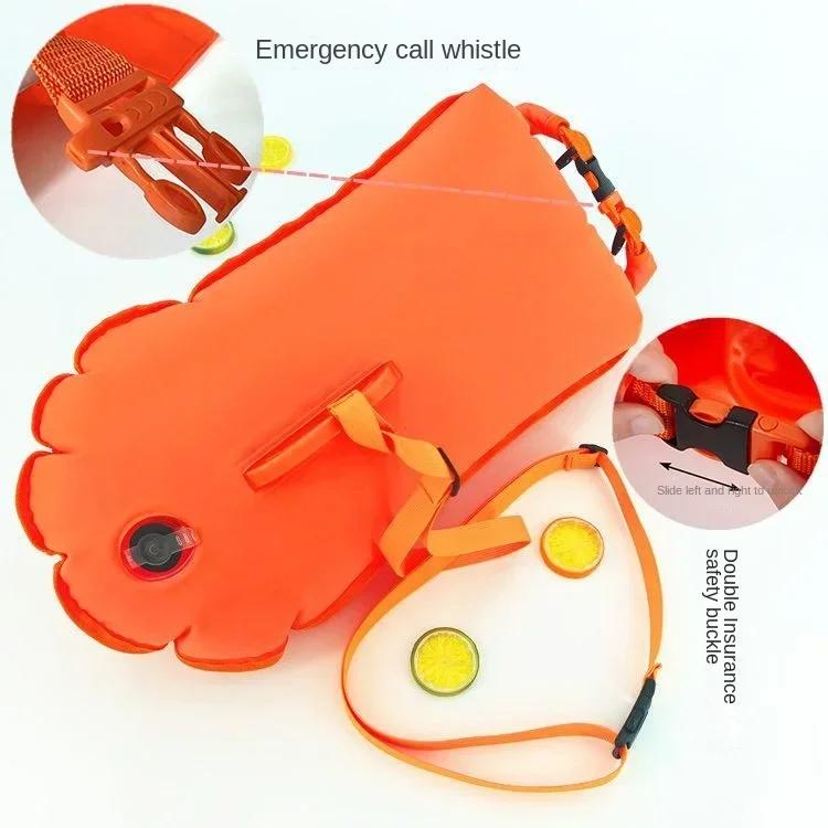 Swim Bucket Dry Bag Inflatable Open Swim Buoy Towable Dry Bag with Boating Rafting Swimming Bucket Water Sports Safety Bag