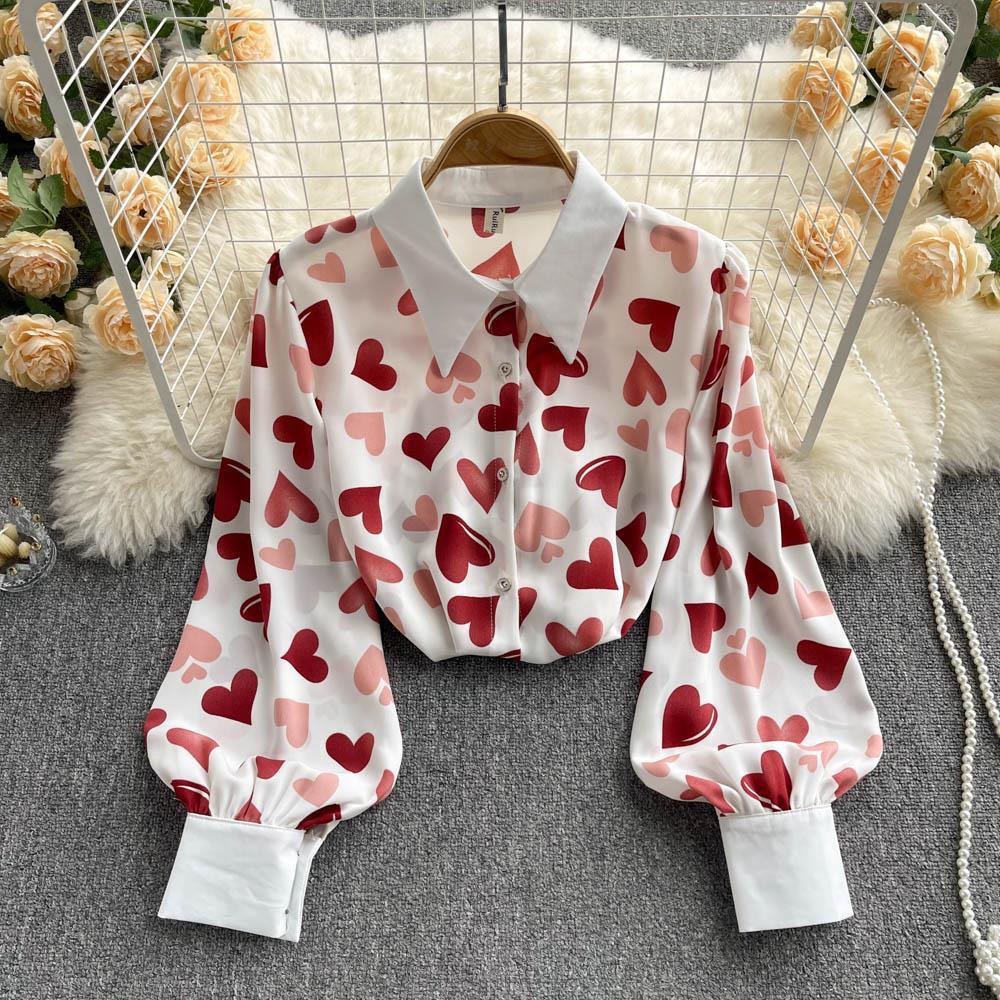 WTEMPO Women's Long Lantern Sleeve Blouse Printed Button Down Shirt Floral Work Business Going Out Tops Blouses