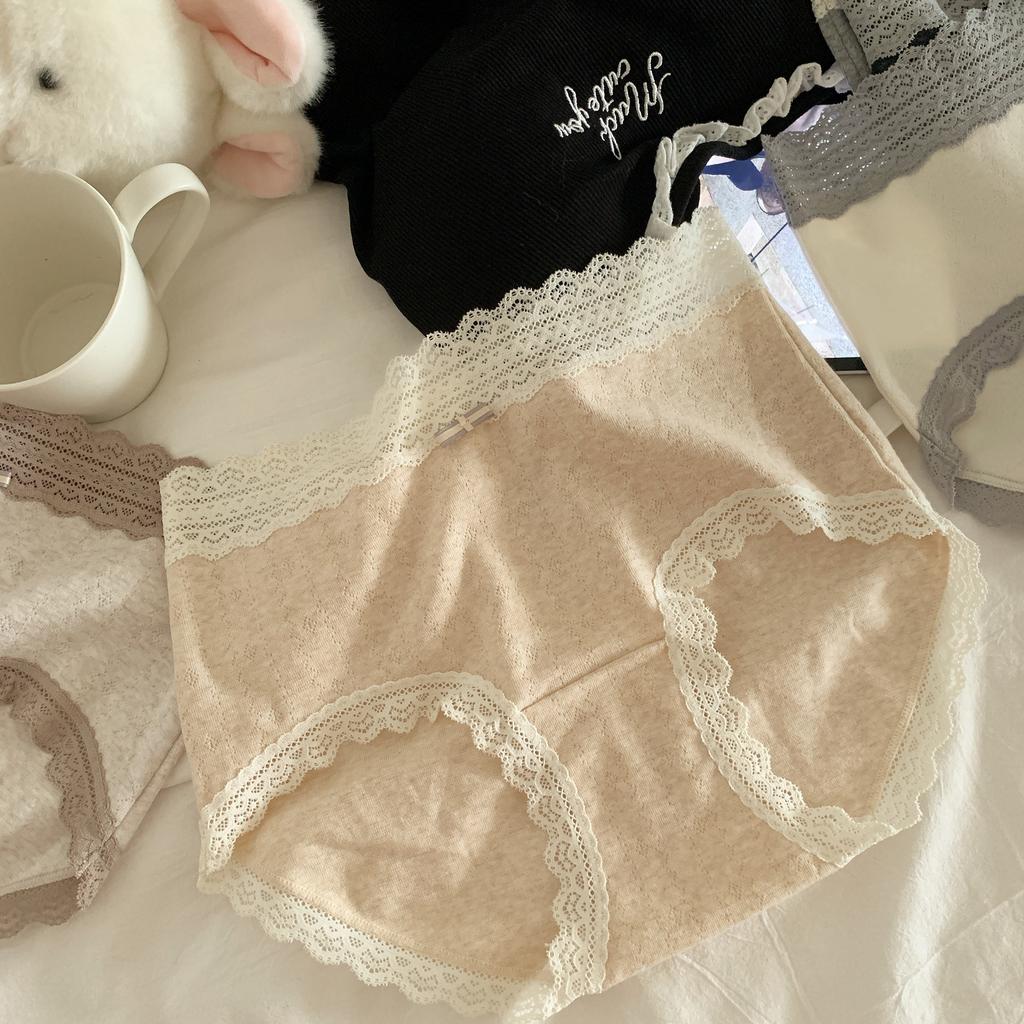 Women's Spring and Autumn Cotton Jacquard 10A Anti Bacterial Mid Waist Briefs