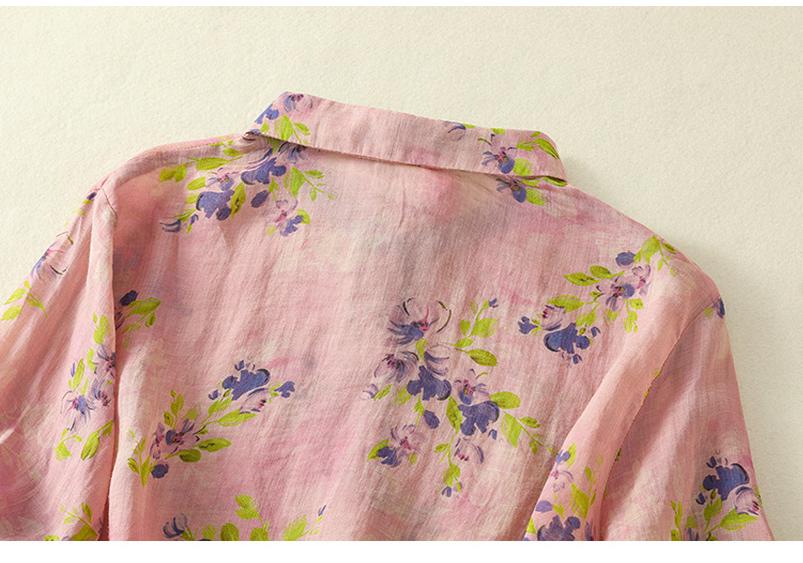 Chemise Casual Lâche Artistique Rétro à Manches Cinq-Quarts pour Femme 2025