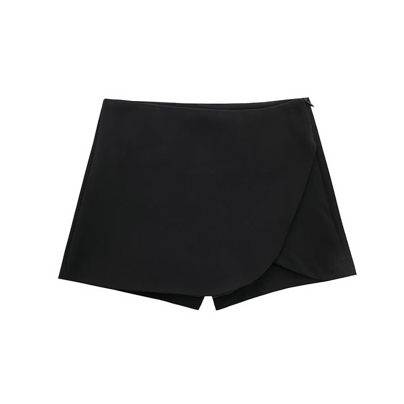 Women's Vintage Solid Culottes High Waist Asymmetric Split Mini Shorts Spring Summer Ladies Elegant Shorts Skirts