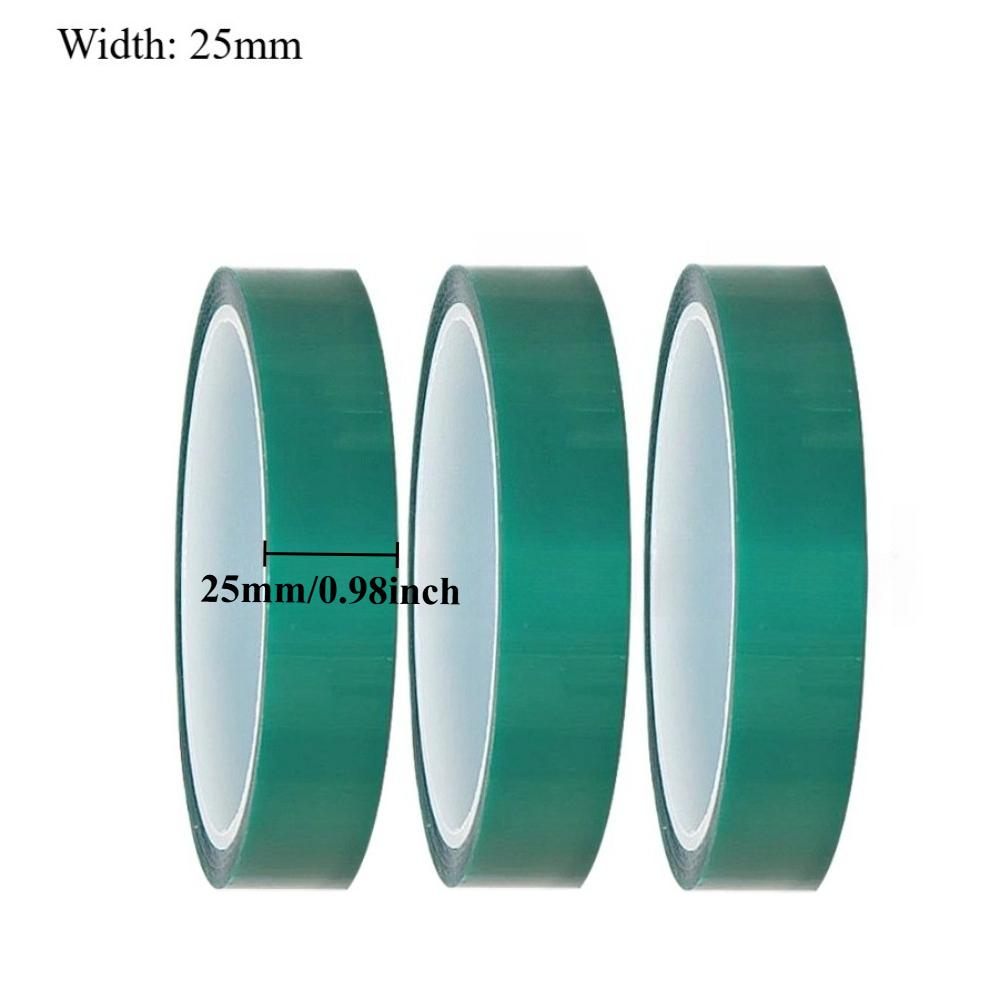 3 Rolls Green PET Film Tape Multiple Widths Heat-Resistant Masking Shielding PCB Solder Plating Insulation Protection Tape