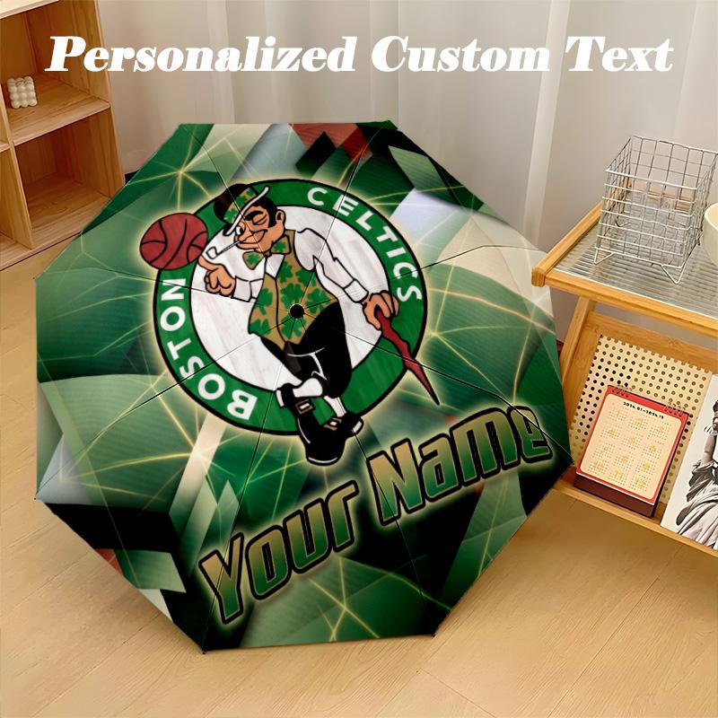 8 Rib Auto Folding Umbrella Celtic FC Print Custom Name Text Portable Rain Gear