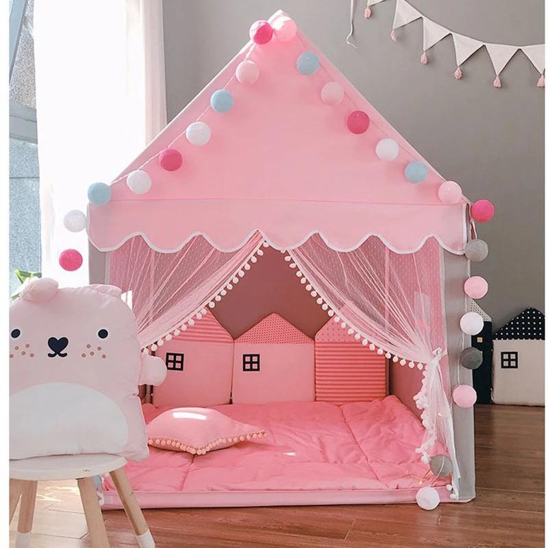 Portable Children's Tent Folding Kids Tents Tipi Baby Play House Large Girls Pink Princess Castle Child Room Decor