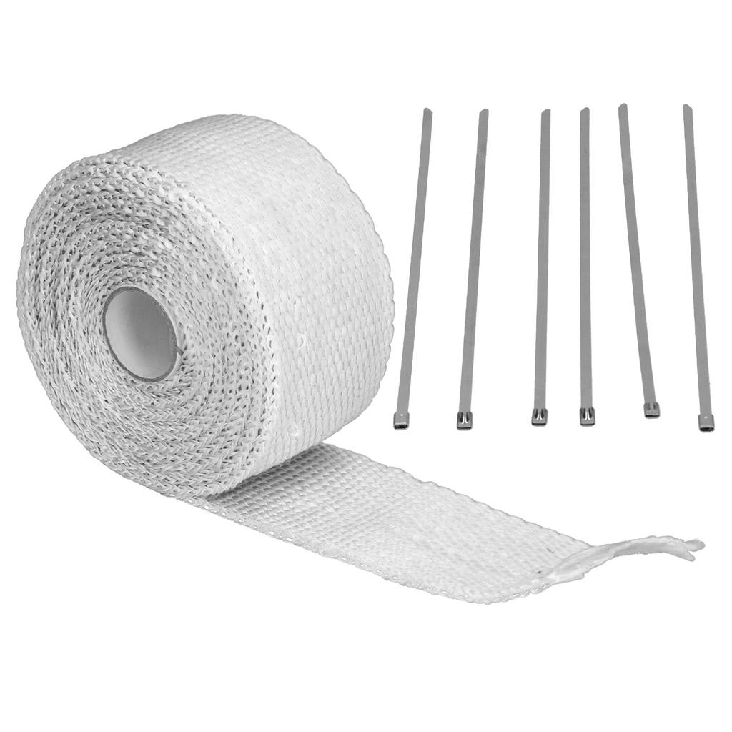 5m Exhaust Heat Wrap Insulation Tape Glass with Alloy Steel Tie for Car Motorcycle
