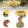Charming Polyresin Sunflower Bird Bath With Stunningly Detailed Leaf And Ladybug Design