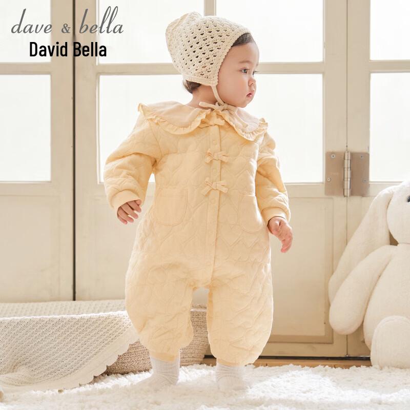 DAVE & BELLA Newborn Baby Girl Quilted Winter Romper