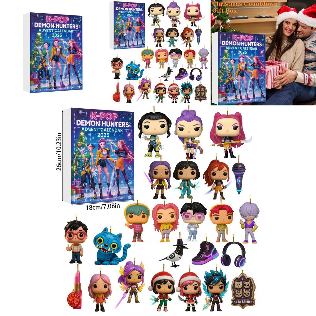 Kpop Dämonenjäger Adventskalender mit Acrylfiguren für Weihnachtsgeschenke und Partydekoration