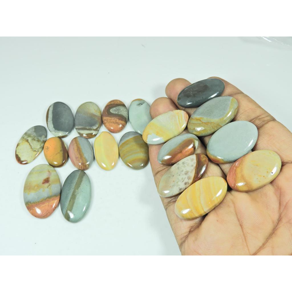 382Cts. Natural Imperial Jasper Oval Shape Cabochon Loose Gemstone 19Pcs Lot C-2952