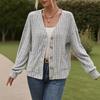 European and American Women's Solid Color V-Neck Button Cardigan Coat, Loose Fit, Long Sleeve, 2025 Spring/Autumn/Winter Collection.