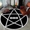Pentagram Symbol Round Rug Flannel Gothic Home Decor Carpet Mystery Theme Floor Mat Occult Aesthetic DarkAcademia StyleStatement