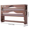 Kitchen Plastic Wrap Cutter Box with Kitchen Paper Holder 3-in-1 Shelf Foil Parchment Bamboo Storage Box