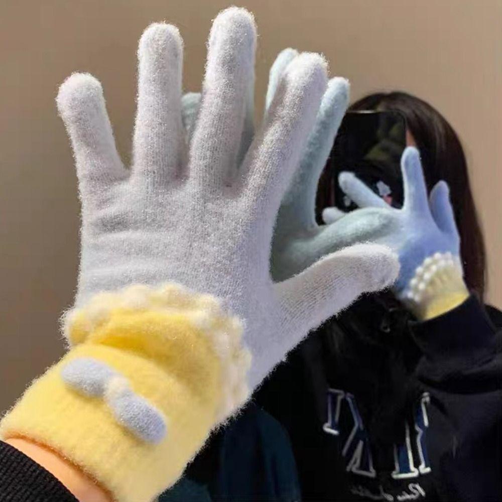 Korean Style Warm Knitted Gloves Touch-screen Riding Protective Mittens Daily Use