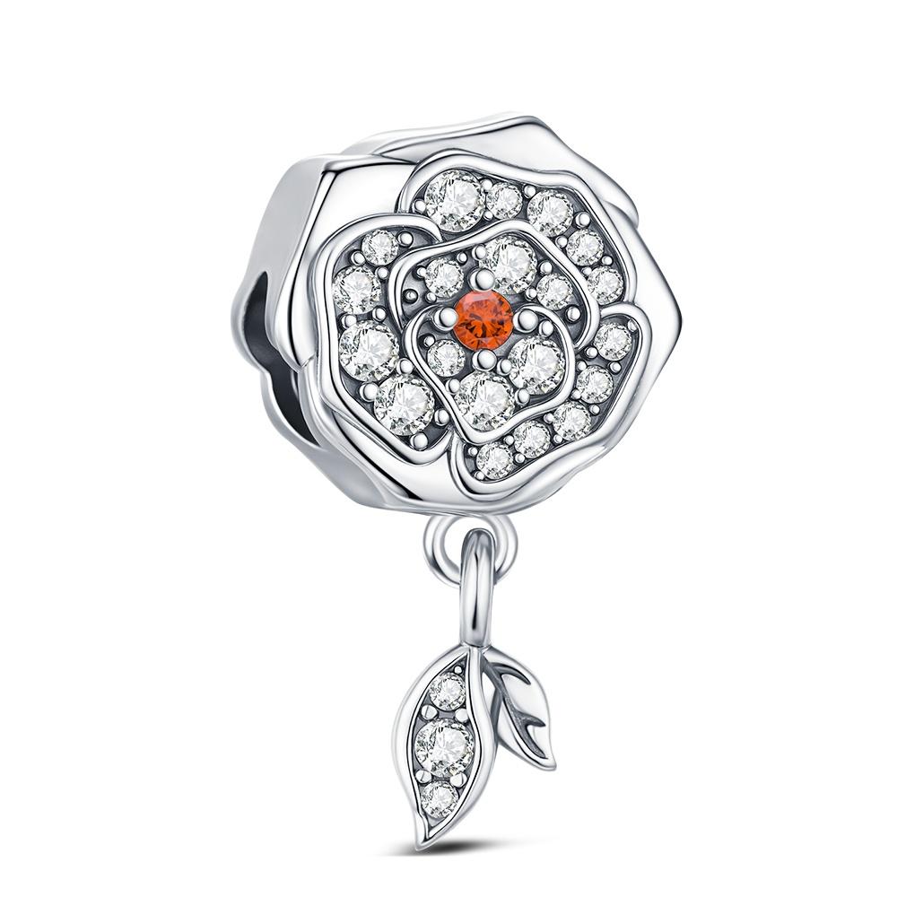 Elegant Rose Charm Fit Bracelet Diy For Women Daily Wear Romantic Fashion Flower Pendant Love Gift Originalcopper Bead