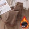 2023 Girls' Trendy Velvet-Lined Straight Casual Pants for Older Kids