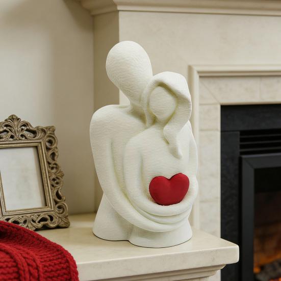 3D Printed Hugging Couple Figurine Valentine's Day Love Heart Couple Statue Home Office Desktop Decoration Ornament