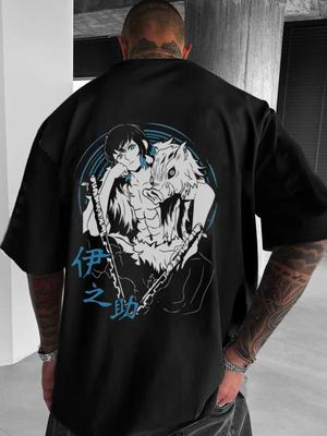 Anime Style T-shirt Men's Summer Casual Versatile Comfortable Loose Short-sleeved Crew Neck Top Fashion Men's Clothing