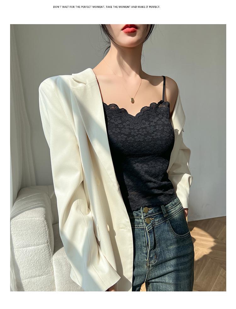 Women's Lace Camisole with Chest Pads and Elegant Back Design