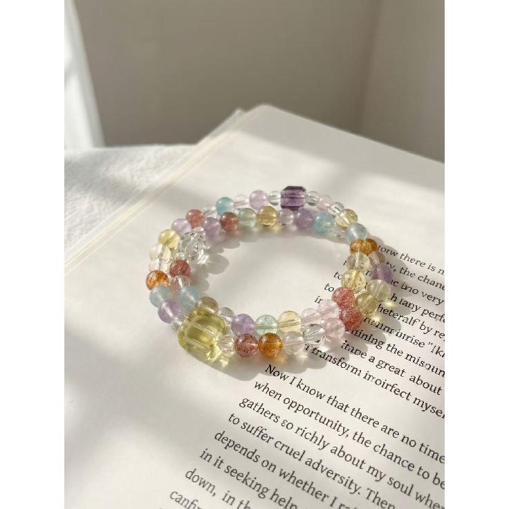 Starlight Melody Natural Rainbow Lemon Yellow Irregular Shape Multi-Crystal Bracelet Fashionable Clear Hand Jewelry 【Starlight Melody】Cry