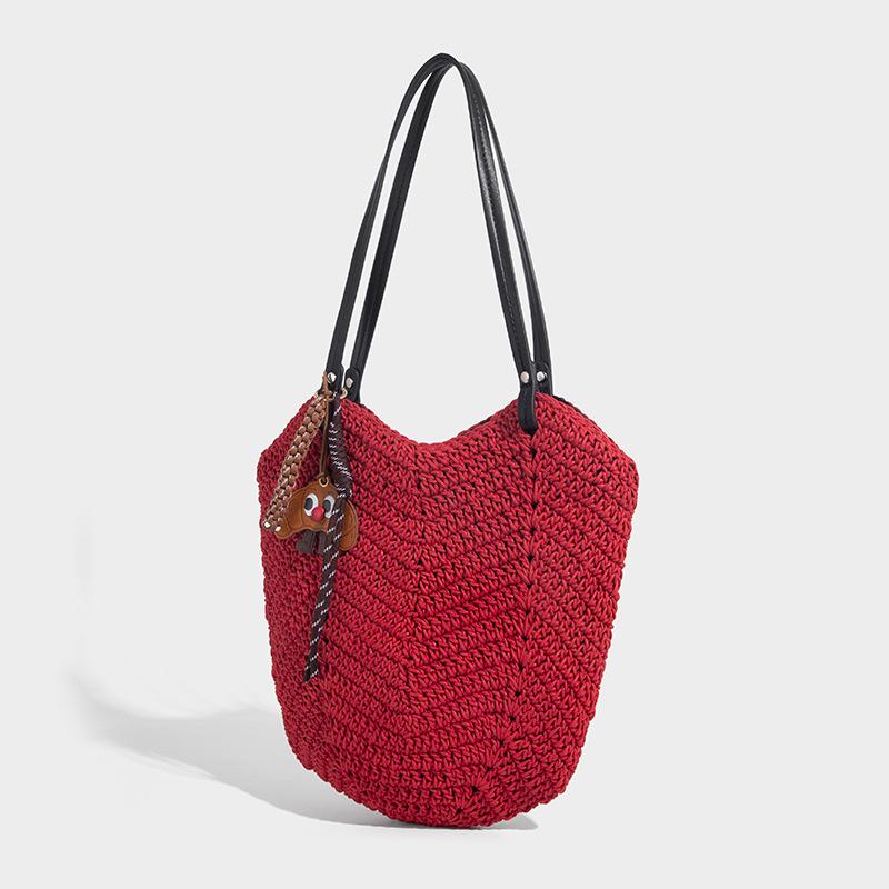 Cross-Border Lazy Style Woven Bag for Women Summer 2025 New Beach Vacation Large Capacity Shoulder Tote Bag