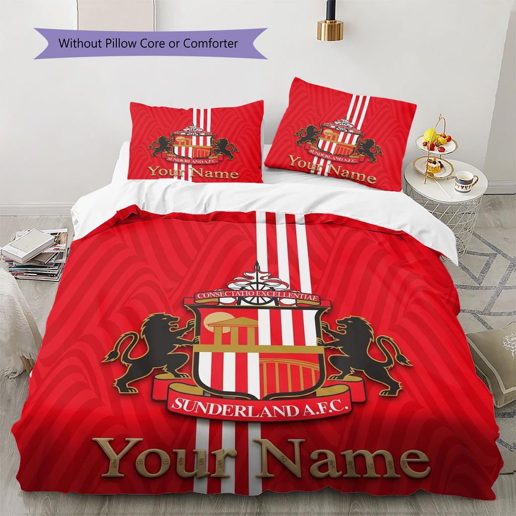 Sunderland A.F Custom Name Pattern Bedding,Quilt Set Quilt Cover Pillowcase Home Birthday Gift(1 * duvet cover + 2 * pillowcase, without core)