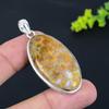 Natural Fossil Coral Gemstone Handmade 925 Sterling Silver Pendant 2.17" E9k68