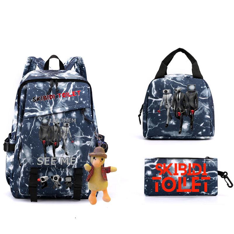 2023 Cross-border New Product Skibidi Toilet Man Spoof School Bag Elementary School Student Backpack Satchel Pencil Bag