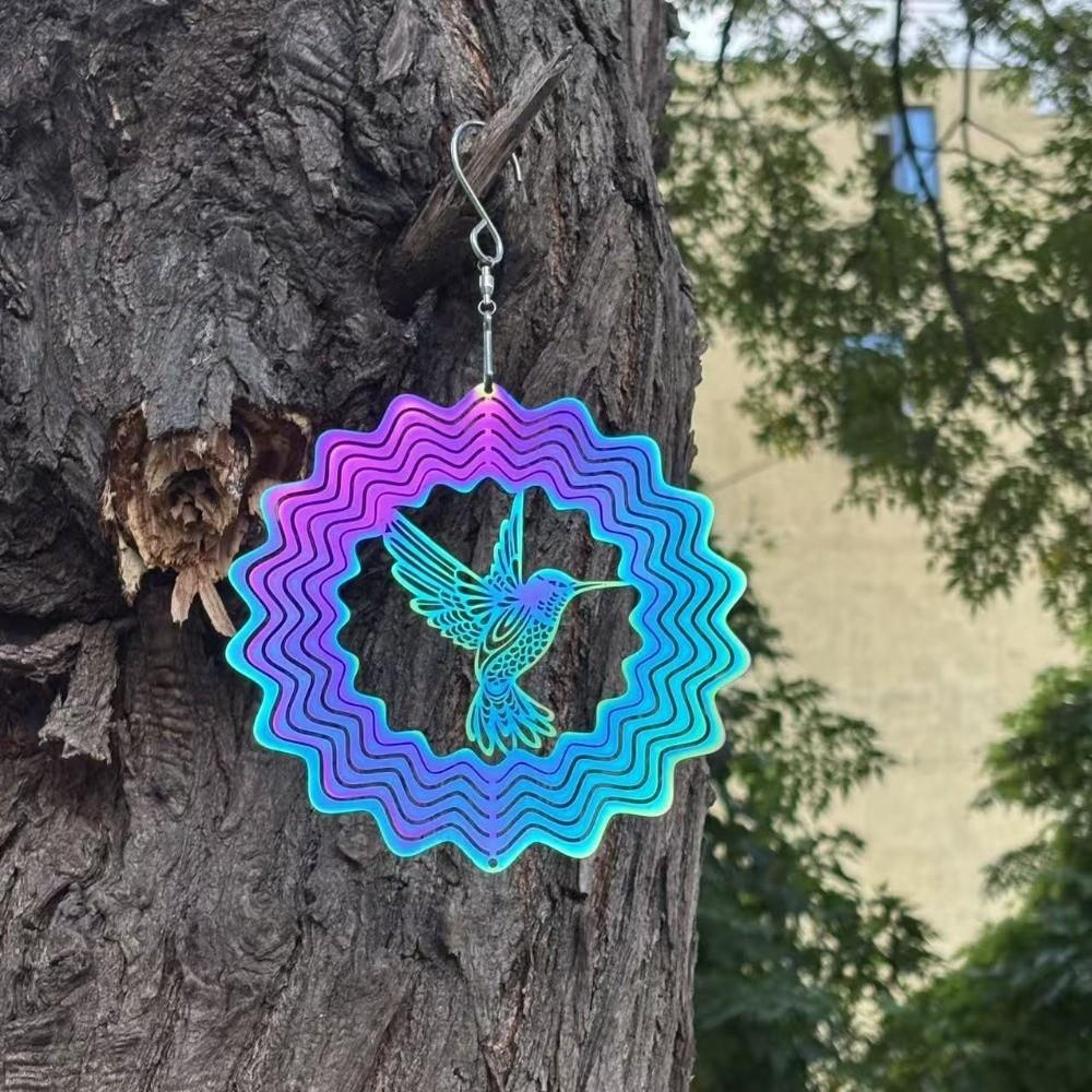 Gradient Wind Chime Pendant Flowing Light Effect Colorful Wind Spinner Catcher Heart Flower Home Decor