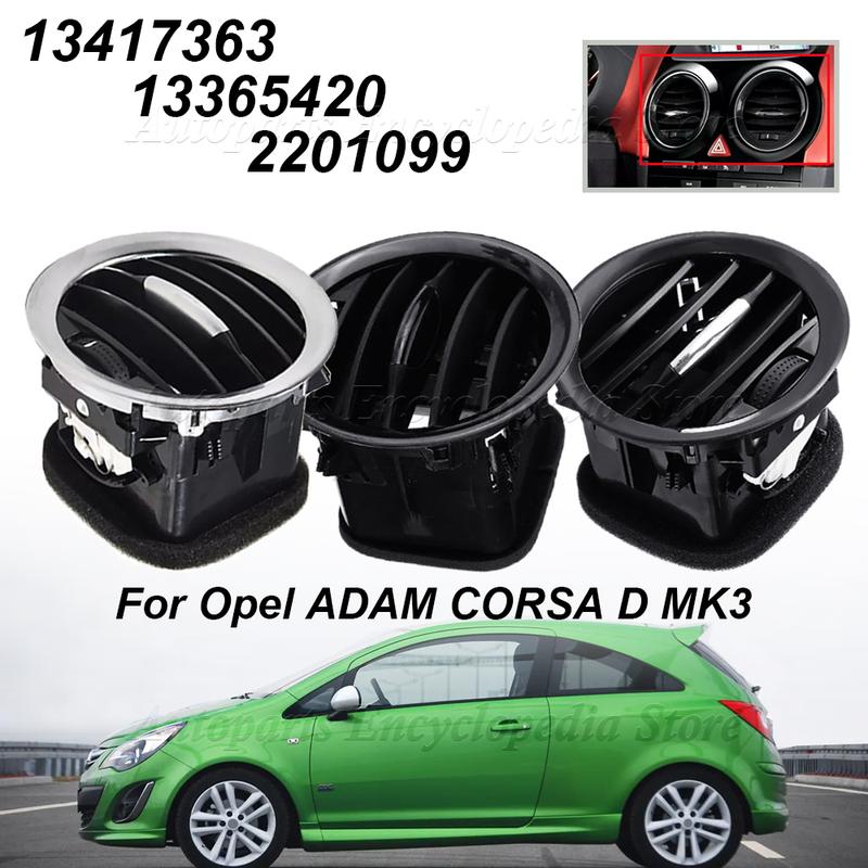 13417363 Für Opel Corsa D Adam Schwarz/Chrom Armaturenbrett Lüftung Klimaanlage Auslass 13365420 2201099 Auto Innenraum Lüftungsgitter
