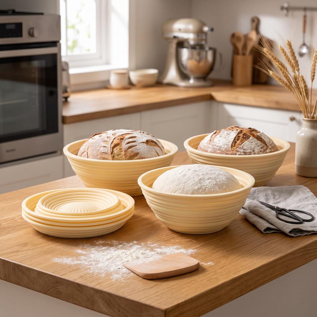 Proofing Baskets Set of 4 - Foldable Bread Banneton for and Dough Rising, Baking Supplies