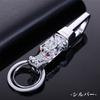 Queen-b Men's Dragon Double Ring Keychain with Carabiner and Hook, Stylish and Cool Design, Luxury Car/Home Key Chain Strap (Silver)