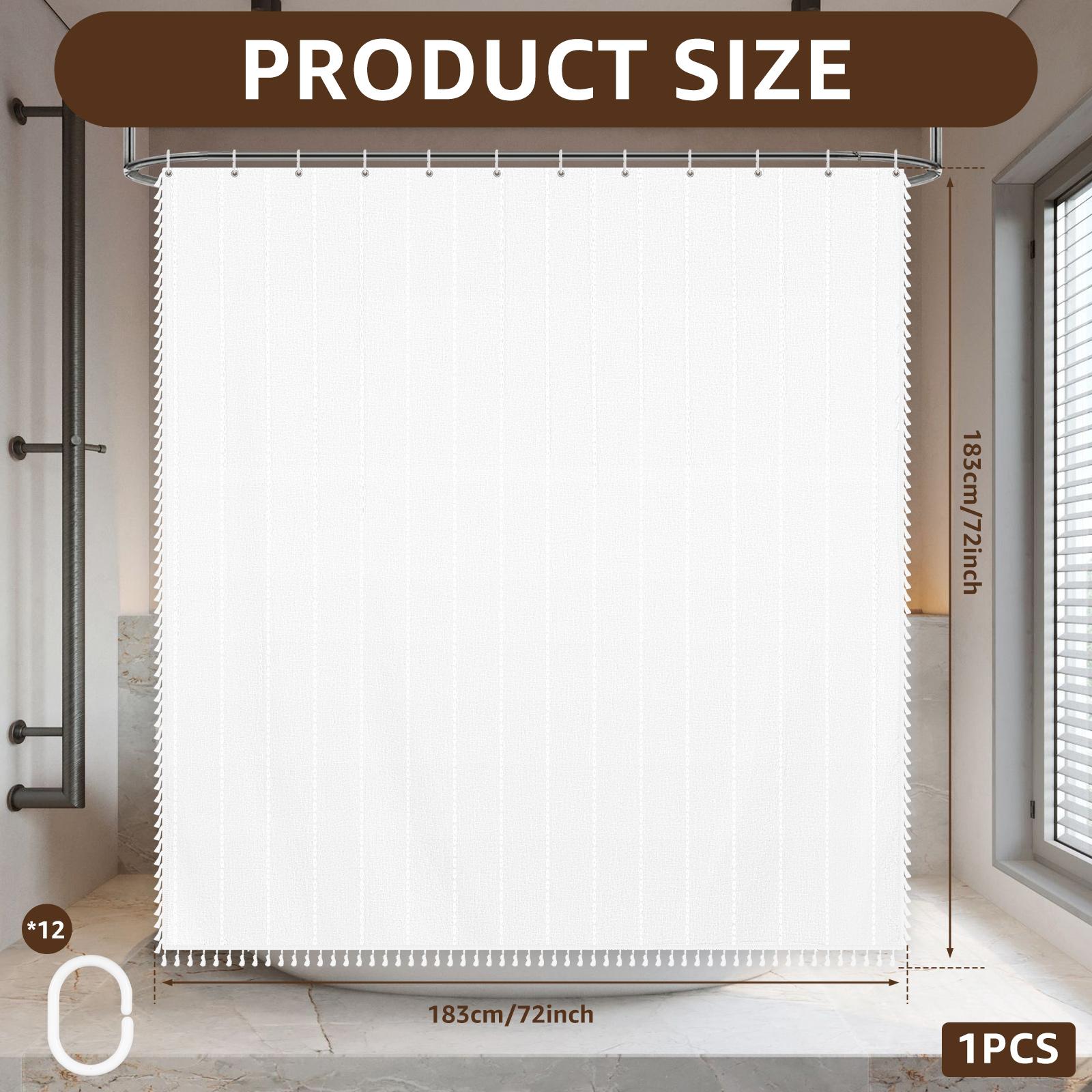 Linen Shower Curtain 72x72 Inch Waterproof and Quick Drying Shower Curtain with Hook Bohemian Style Door Curtain Bathroom Decor