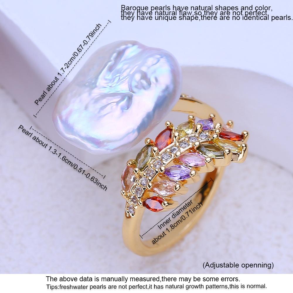 LSOOYH Natural Freshwater Big Baroque Pearl Rings For Women Classic Gold Silver Color Wedding Ring Anniversary Birthday Gifts