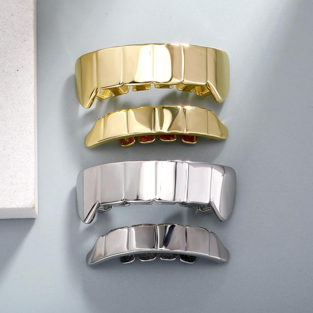 HIPHOP Gold Bling Trapezoid Fangs - Six Teeth Jewelry for European & American Trends