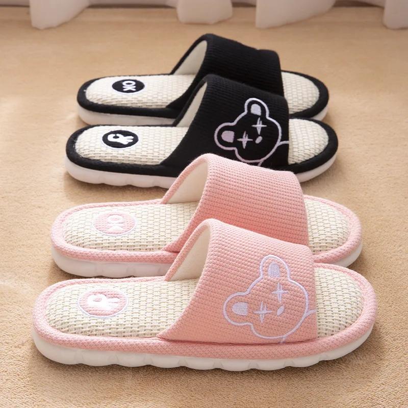 Indoor Linen Slippers Women s Four Seasons Anti-slip Deodorant Couple Thick Bottom Silent Floor Cotton Linen Slippers Men 2025 36-37 красный 2259₽