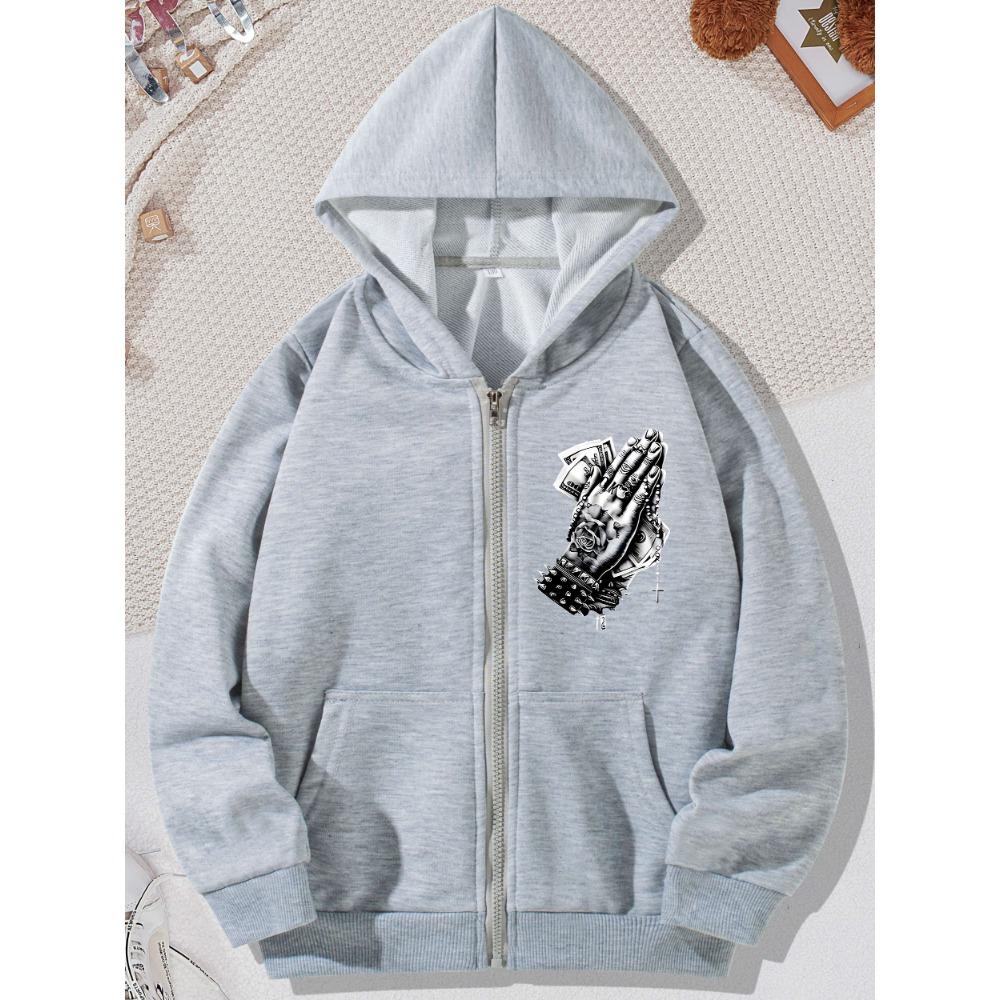 Unisex Fashion Casual Sports Hoodie Jacket for Boys, Girls and Teenagers, Spring and Autumn Styles, Personalized Palm Trendy Print Design